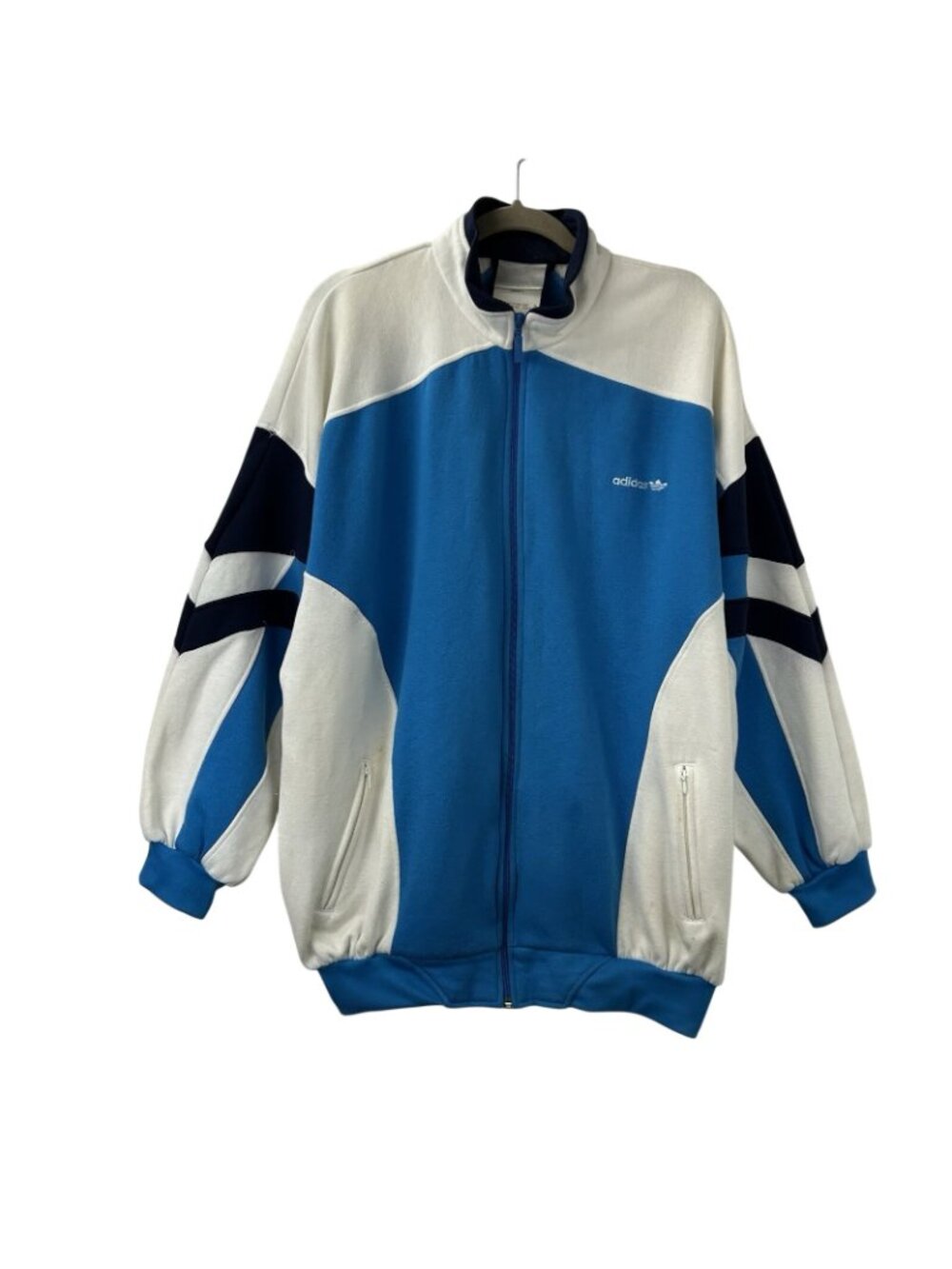 Vintage 90s Adidas Color Block Sweater Men’s XL Blue White Full Zip Sportswear - Picture 10 of 16